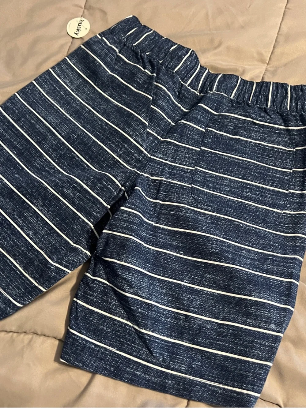 Arizona Jean Company Navy & White Striped Pull-On Knit Shorts